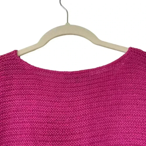 Lafayette 148 Fuschia Pink Open Knit Short Sleeve Sweater Small Colorful Barbie - Picture 6 of 9